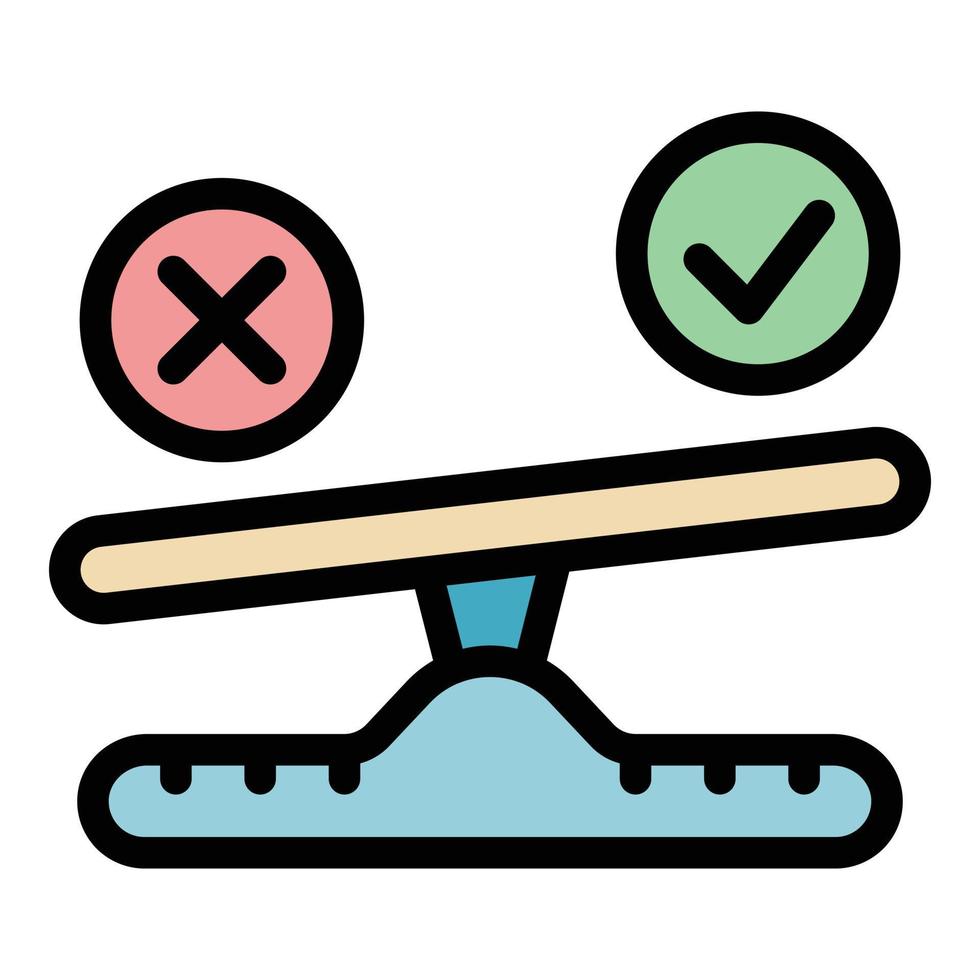 icône de comparaison des échelles rejetées vecteur de contour de couleur