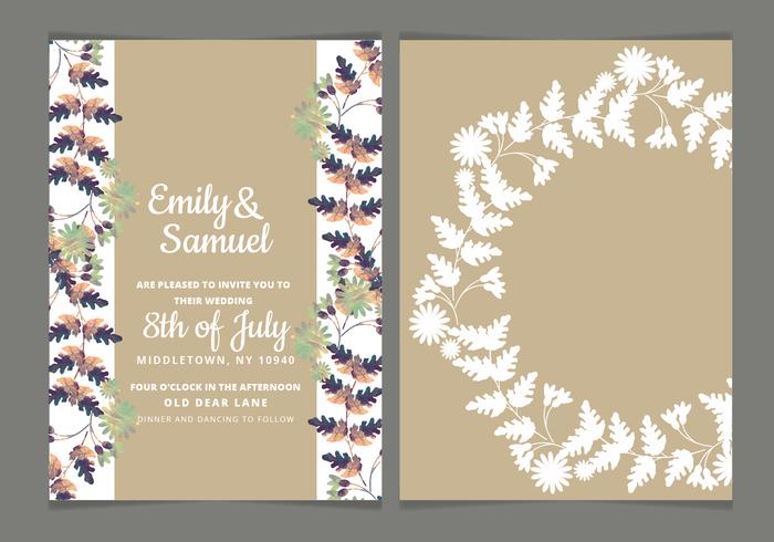 Vector Colorul Branches Wedding Invite