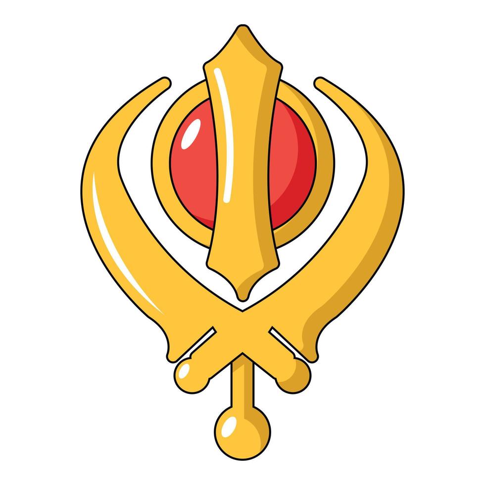 icône de religion sikhisme symbole khanda, style cartoon vecteur