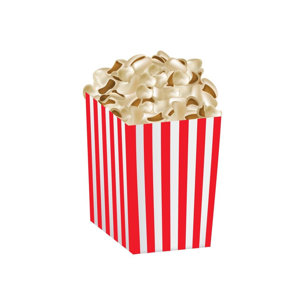 maquette de boîte de pop-corn frais, style réaliste vecteur