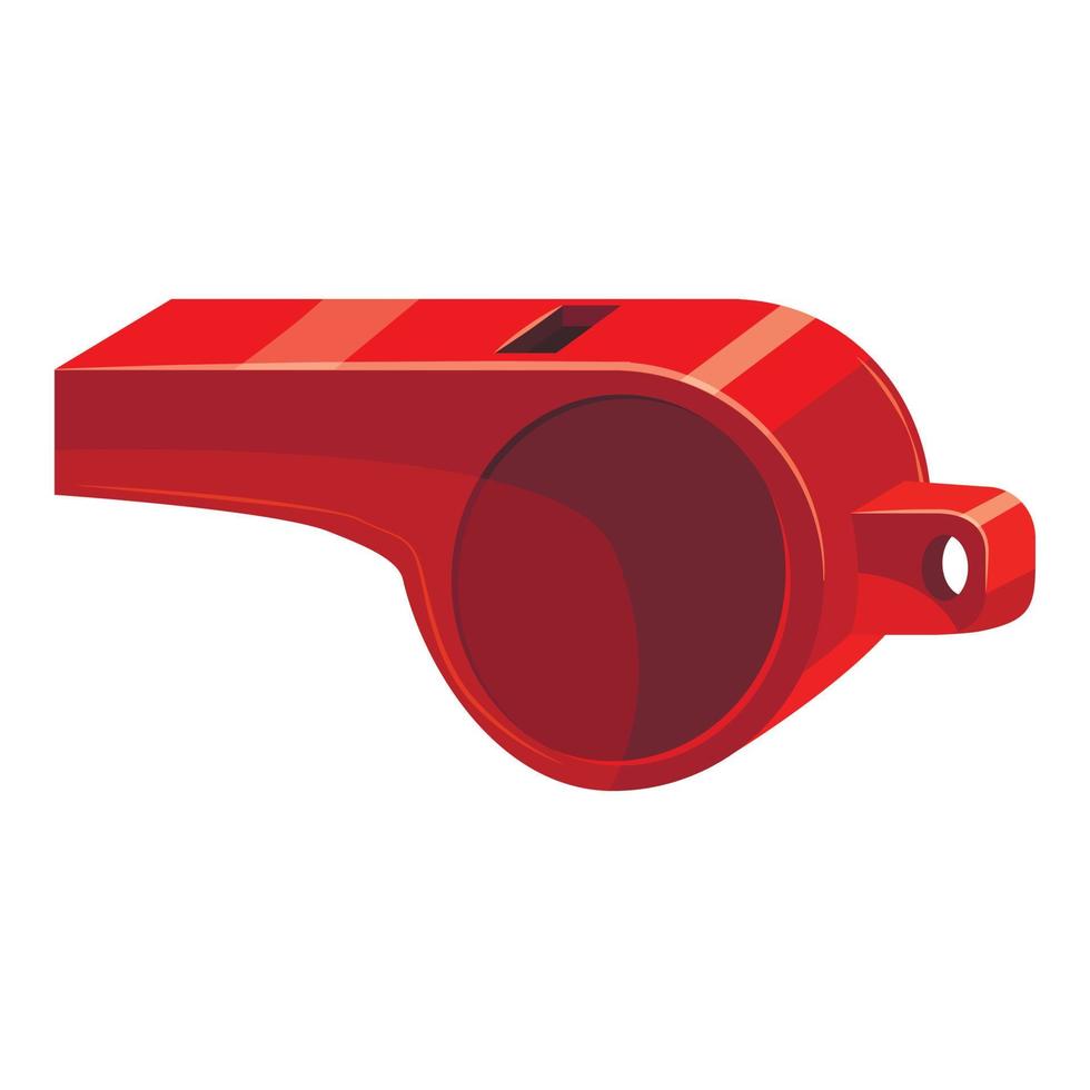 icône de sifflet de sport rouge, style cartoon vecteur