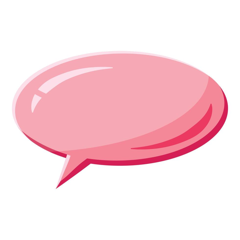 icône de forme ovale bulle discours rose, style cartoon vecteur