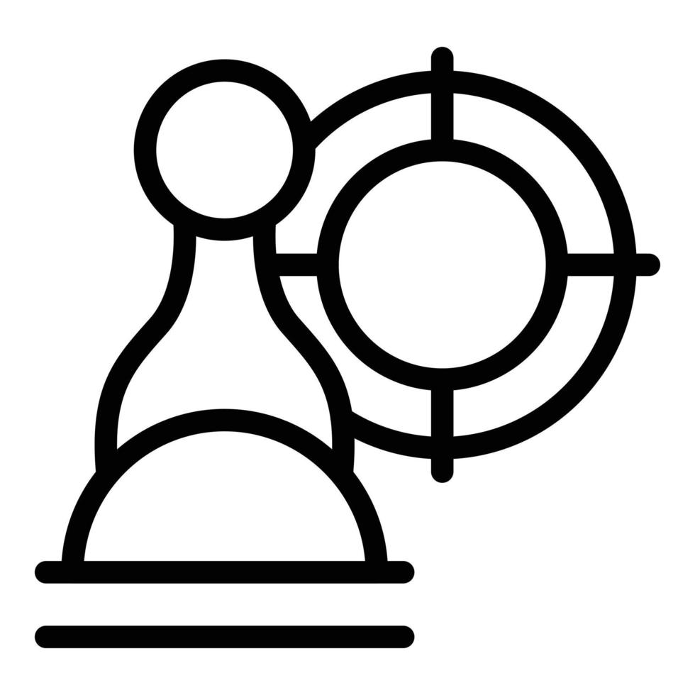 vecteur de contour d'icône de cible d'échecs. jeu en ligne