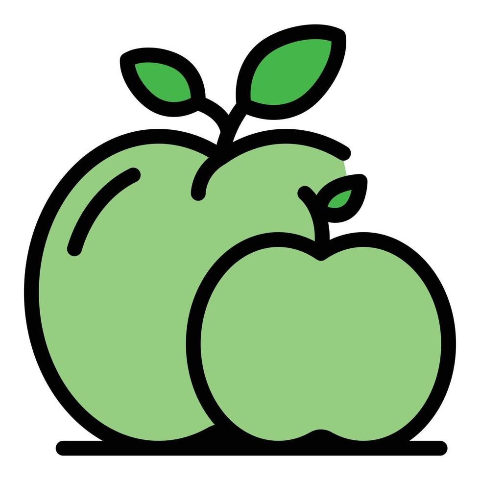 vecteur de contour de couleur de l'icône de fruits pommes