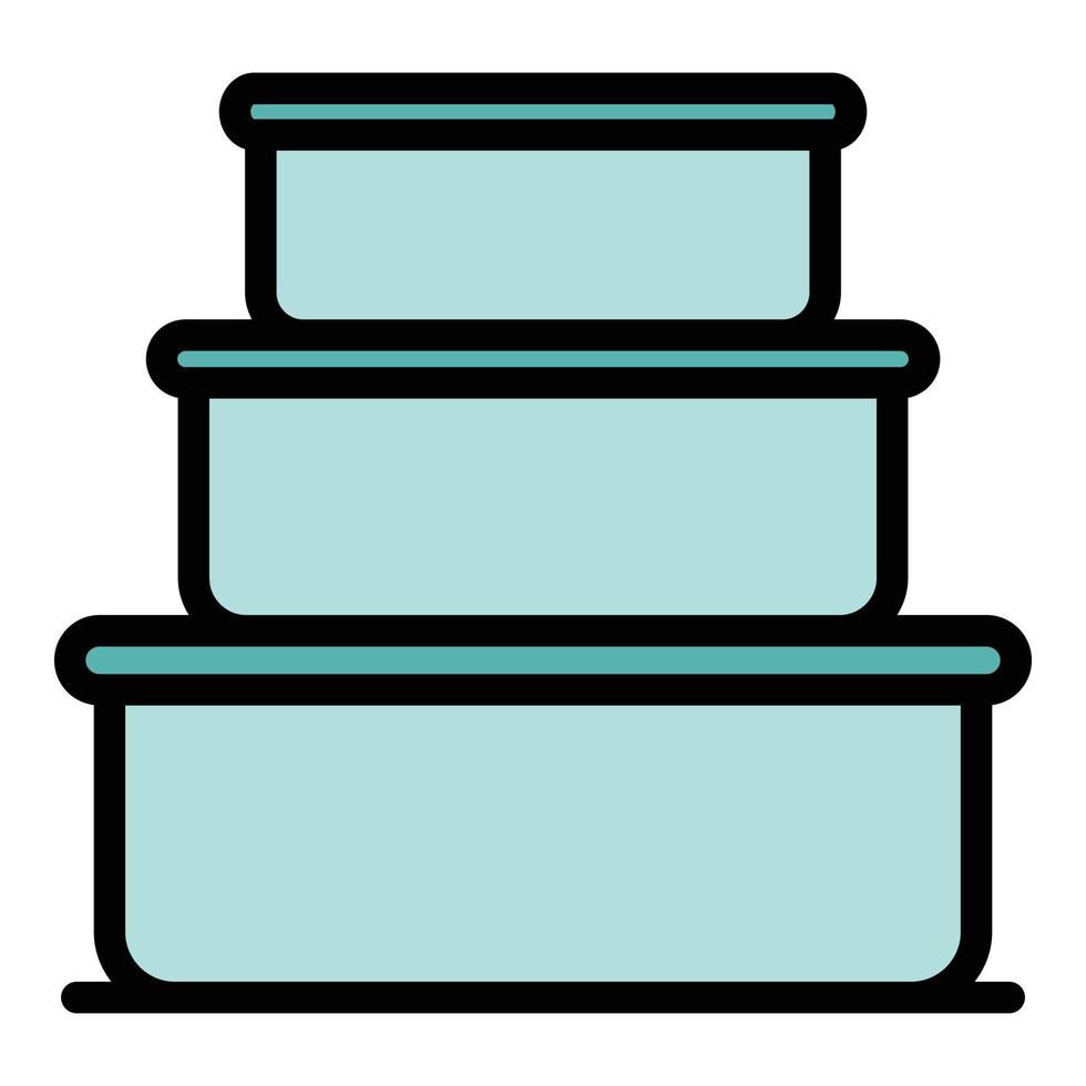 vecteur de contour de couleur d'icône de conteneurs de stockage de nourriture