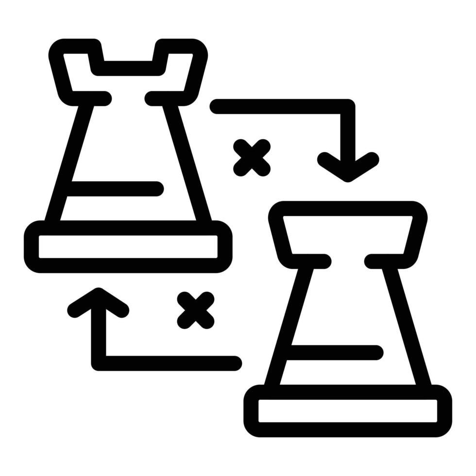 vecteur de contour d'icône d'échecs tactique. jeu en ligne