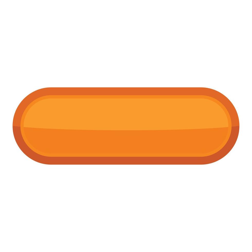 icône de bouton rectangle orange, style cartoon vecteur