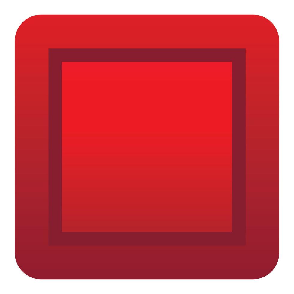 icône de bouton rouge, style plat vecteur
