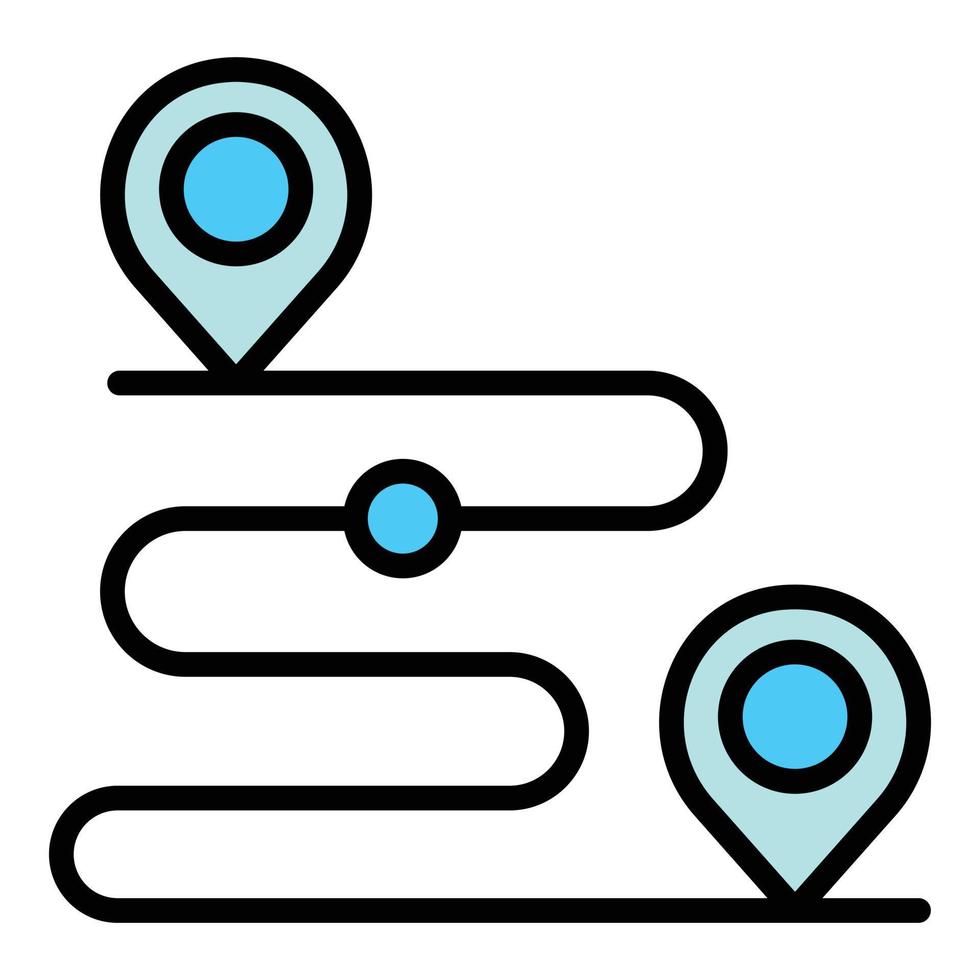 vecteur de contour de couleur d'icône de route gps de livraison à domicile