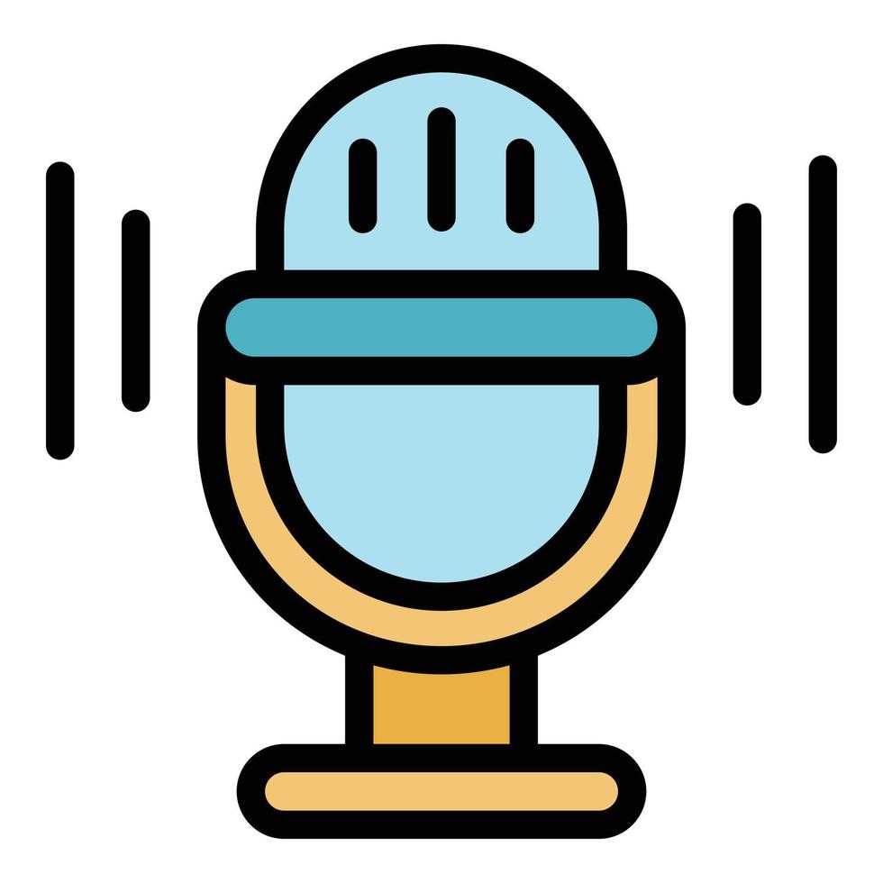 podcast studio microphone icône couleur contour vecteur