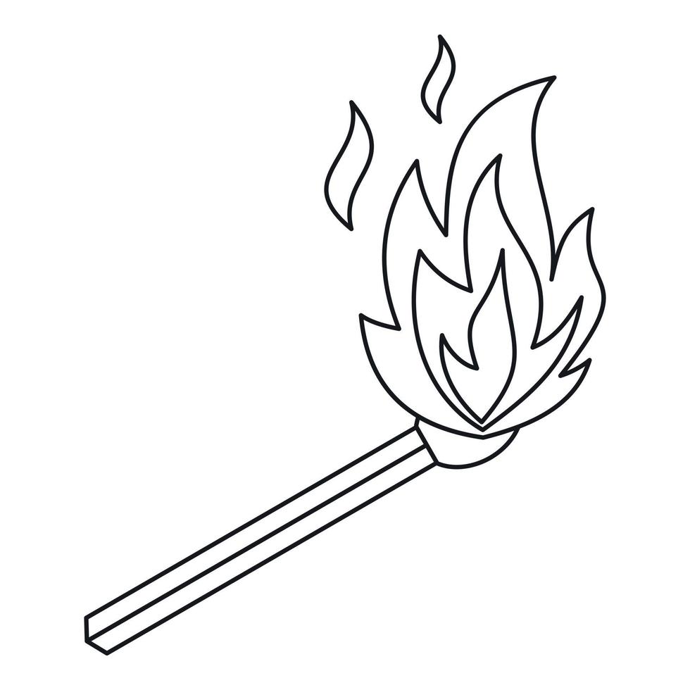 icône d'allumette brûlante, style de contour vecteur