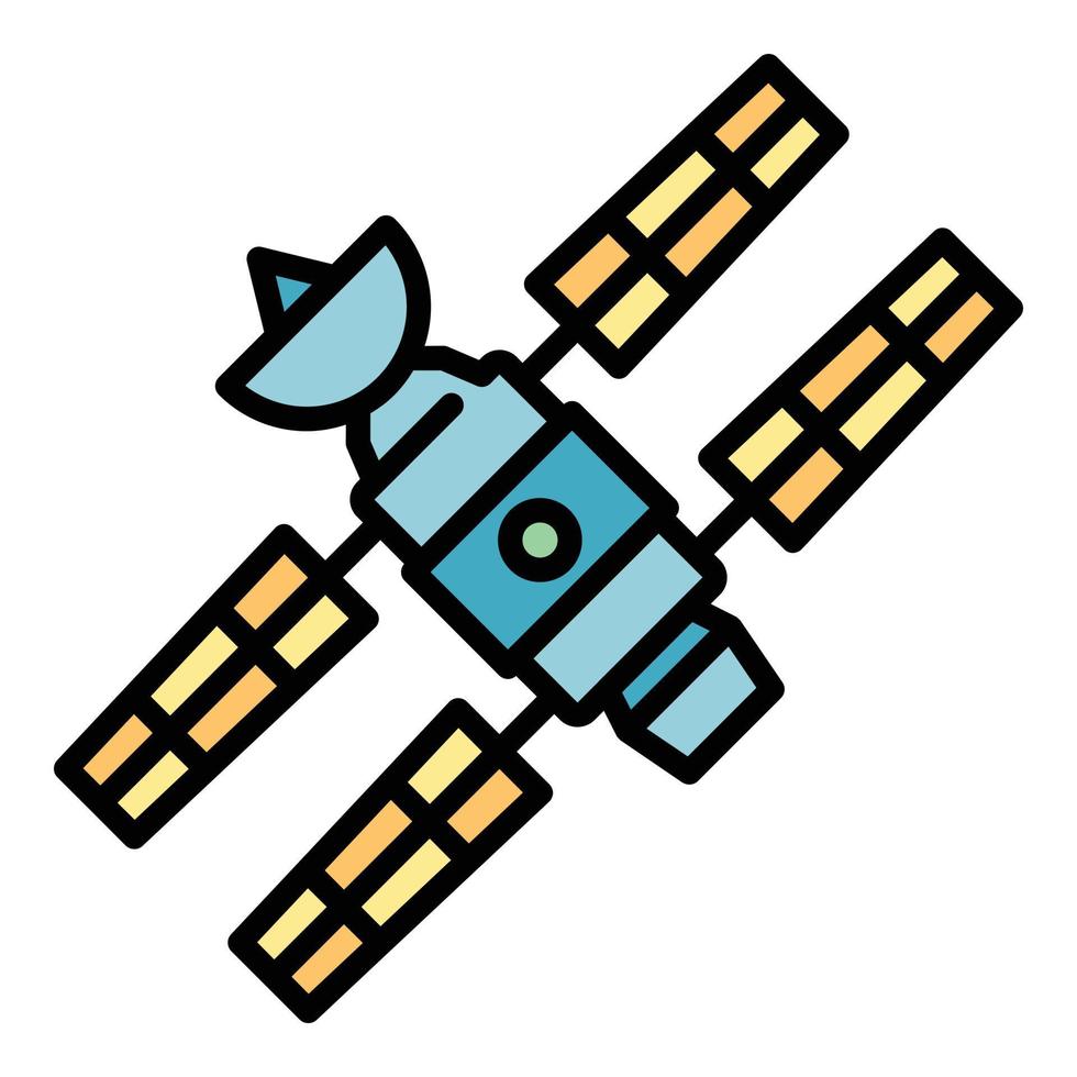 vecteur de contour de couleur d'icône de vaisseau spatial