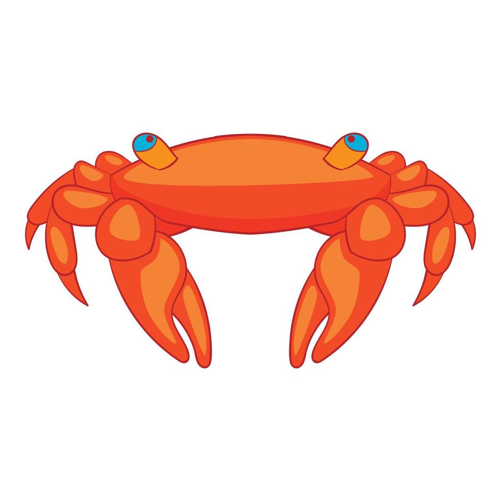 icône de crabe orange, style cartoon vecteur