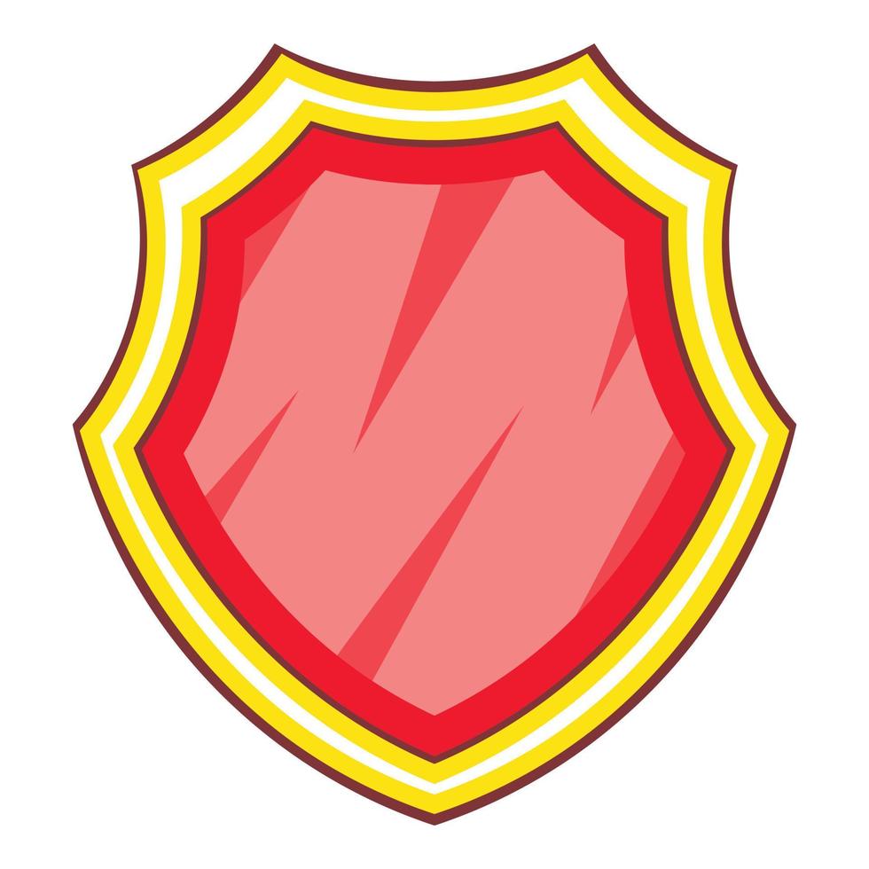 icône de bouclier de protection rouge, style cartoon vecteur
