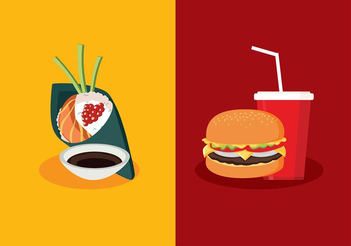 Temaki vs fast food free vector