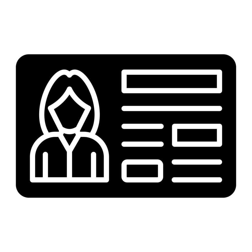icône de glyphe de carte de membre vecteur