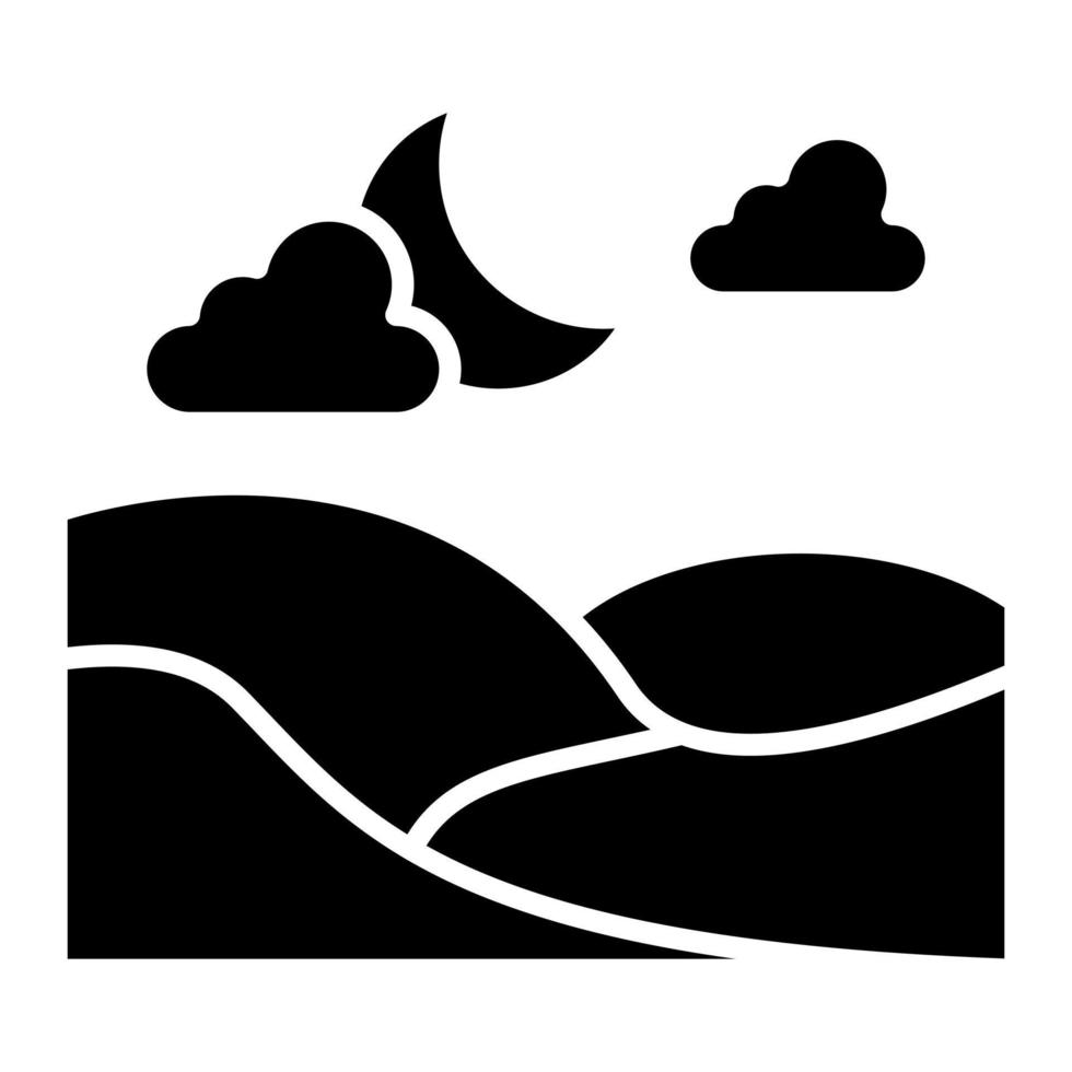 icône de glyphe de paysage de lune vecteur