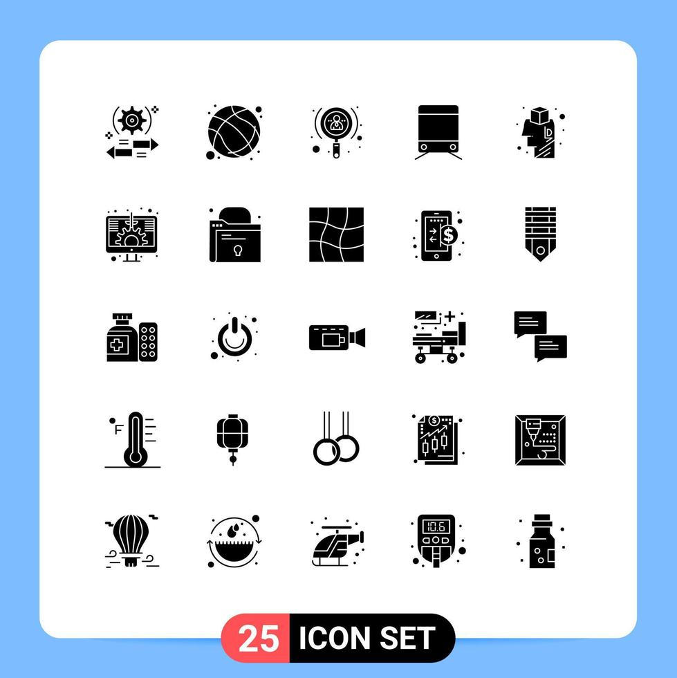 ensemble de 25 symboles d'icônes d'interface utilisateur modernes signes pour cerveau train sport signe investisseur éléments de conception vectoriels modifiables vecteur