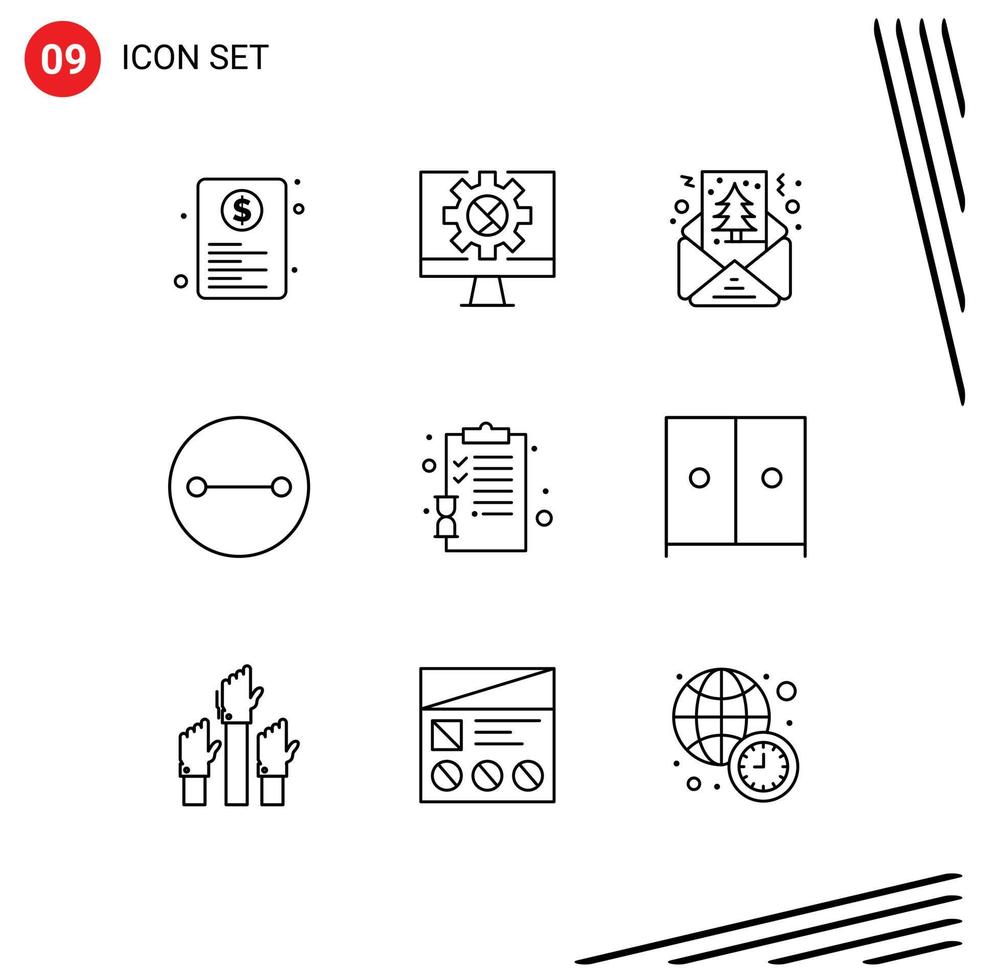 ensemble moderne de 9 contours pictogramme de symboles de presse-papiers définissant des croyances formes éléments de conception vectoriels modifiables vecteur