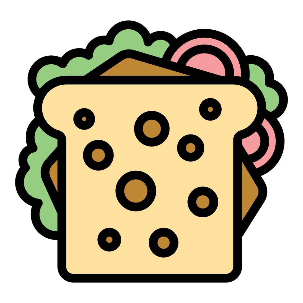 vecteur de contour couleur icône déjeuner sandwich