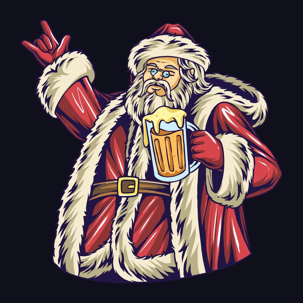 fête de la bière de noël du père noël vecteur