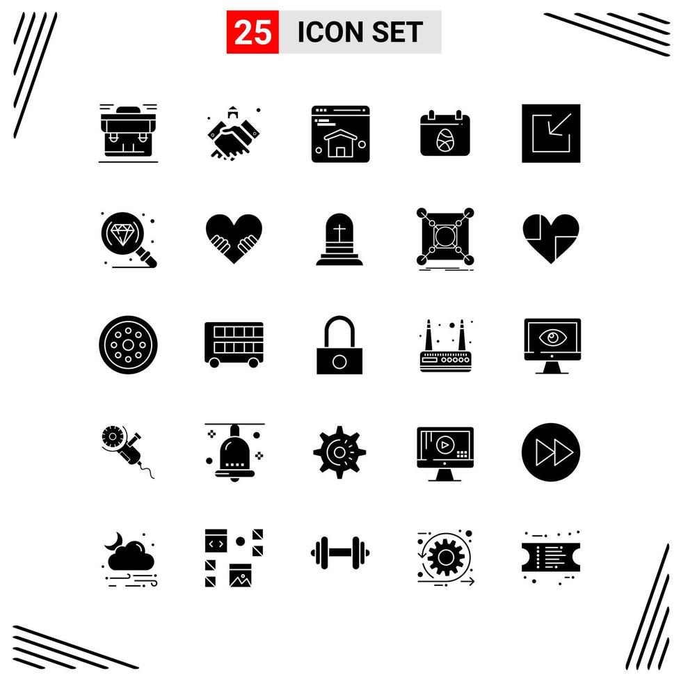 25 icônes style solide grille basée sur des symboles de glyphe créatifs pour la conception de sites Web signes d'icônes solides simples isolés sur fond blanc 25 jeu d'icônes fond de vecteur d'icône noire créative
