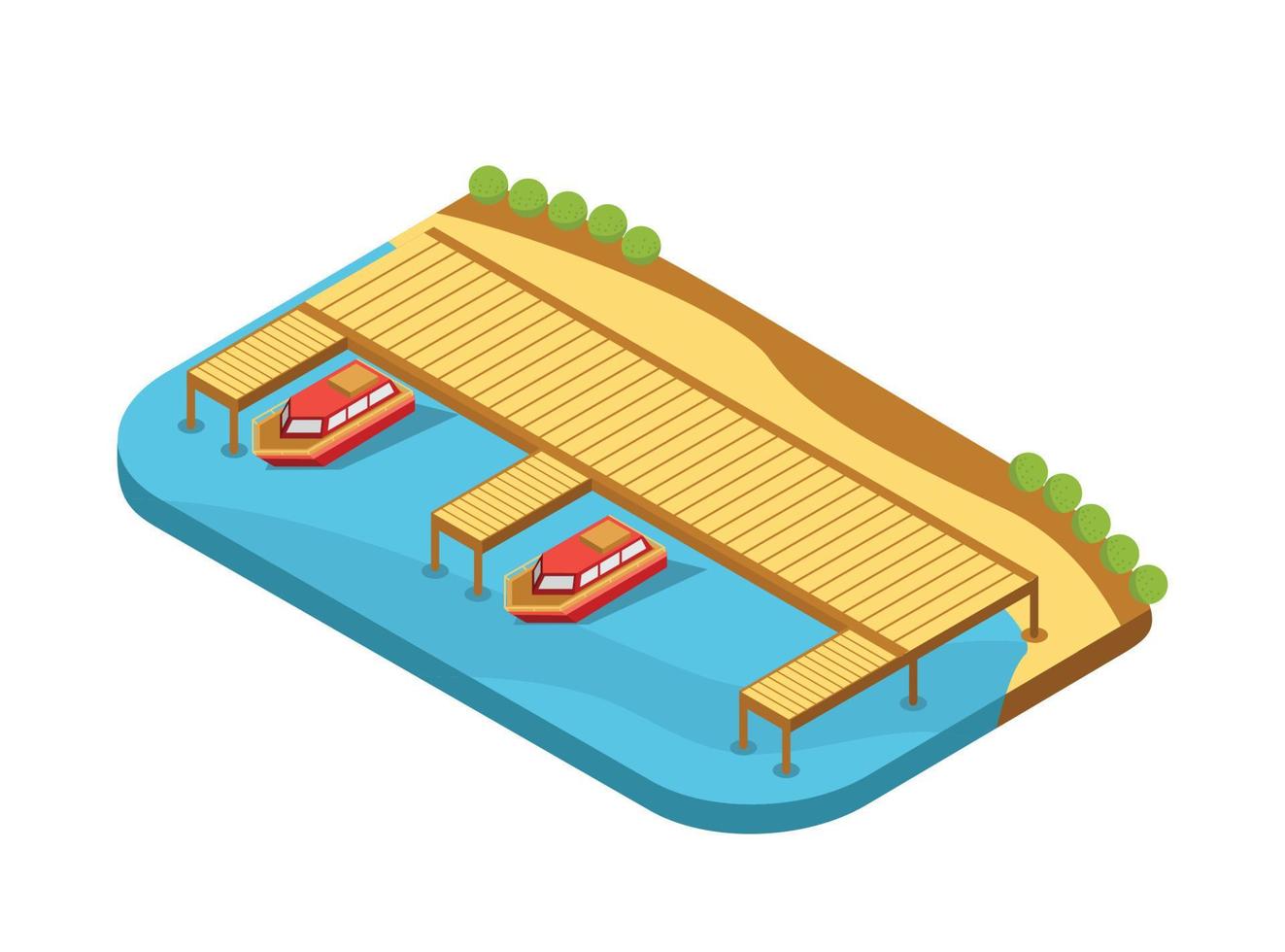 illustration de la technologie du système logistique de port maritime mondial intelligent isométrique moderne sur fond blanc isolé avec des personnes et des actifs liés au numérique vecteur