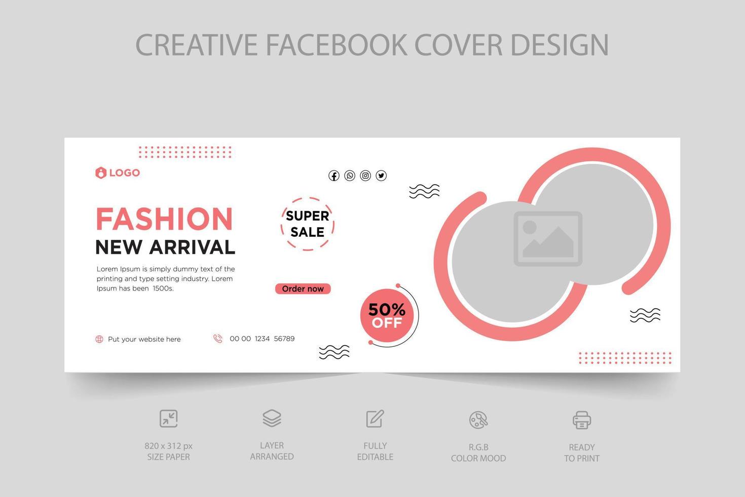 couverture facebook dynamique moderne de vente de mode vecteur