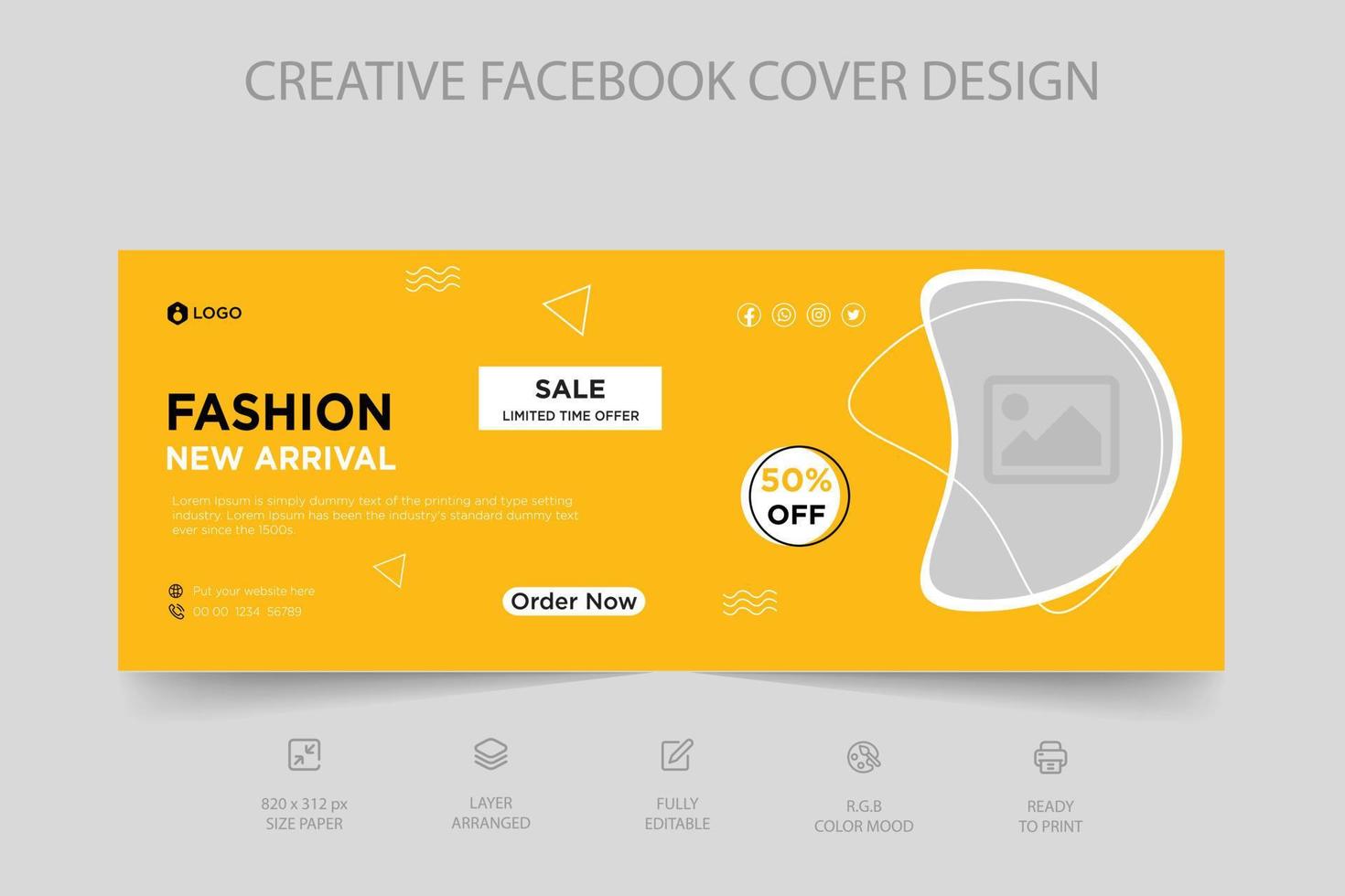 couverture facebook dynamique moderne de vente de mode vecteur