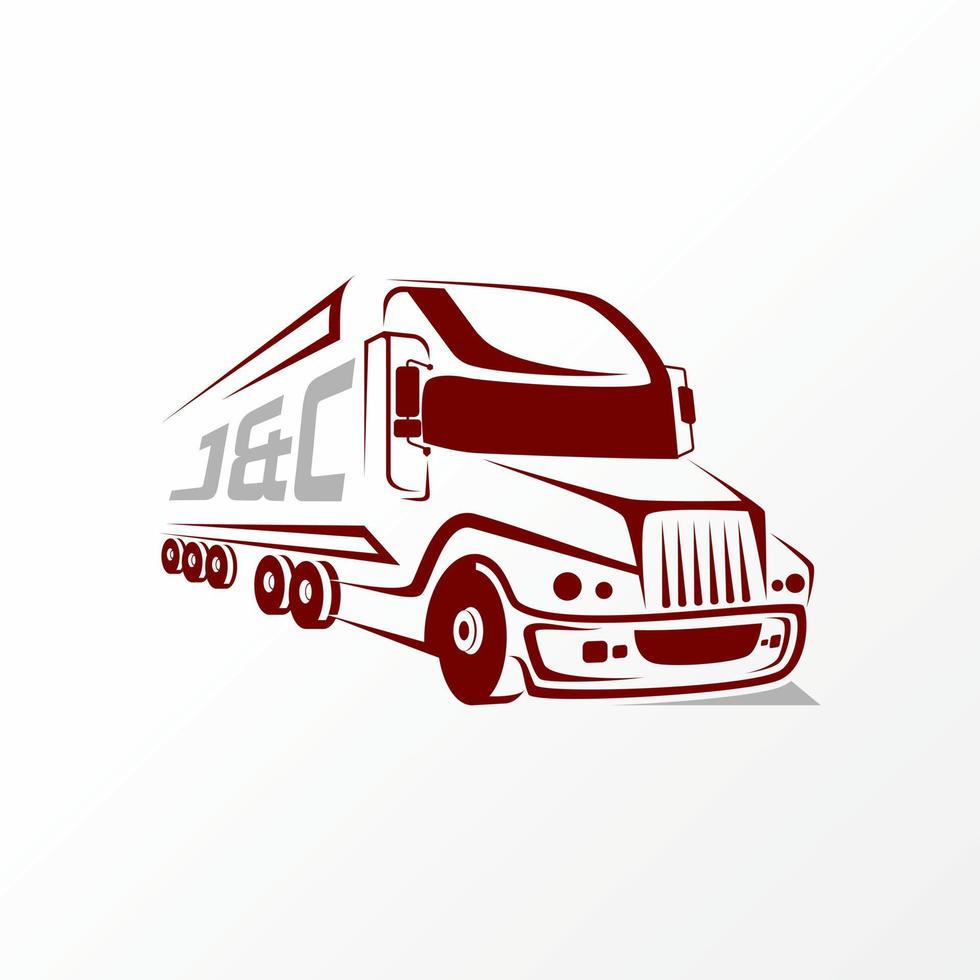 image de livraison de conteneur de fret de camion simple et unique création de logo d'icône graphique stock de vecteur de concept abstrait. peut être utilisé comme symbole lié au transport ou au conducteur