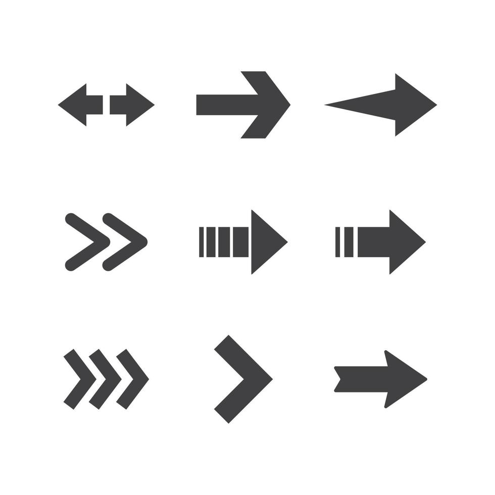 icônes de flèche. flèches de pictogramme directionnelles simples. vecteur