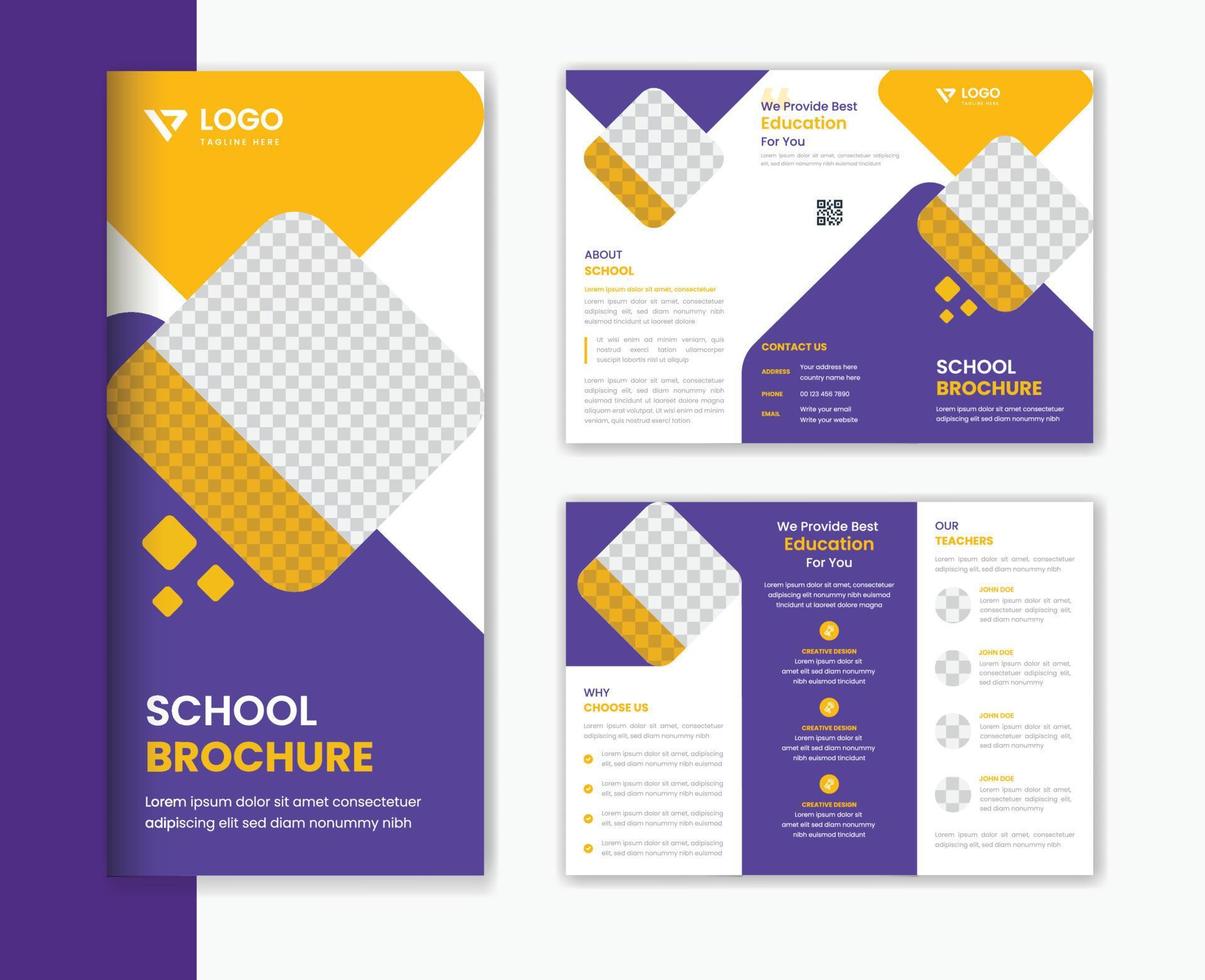 modèle de conception de brochure à trois volets sur l'éducation, présentation de conception de brochure d'admission à l'école vecteur