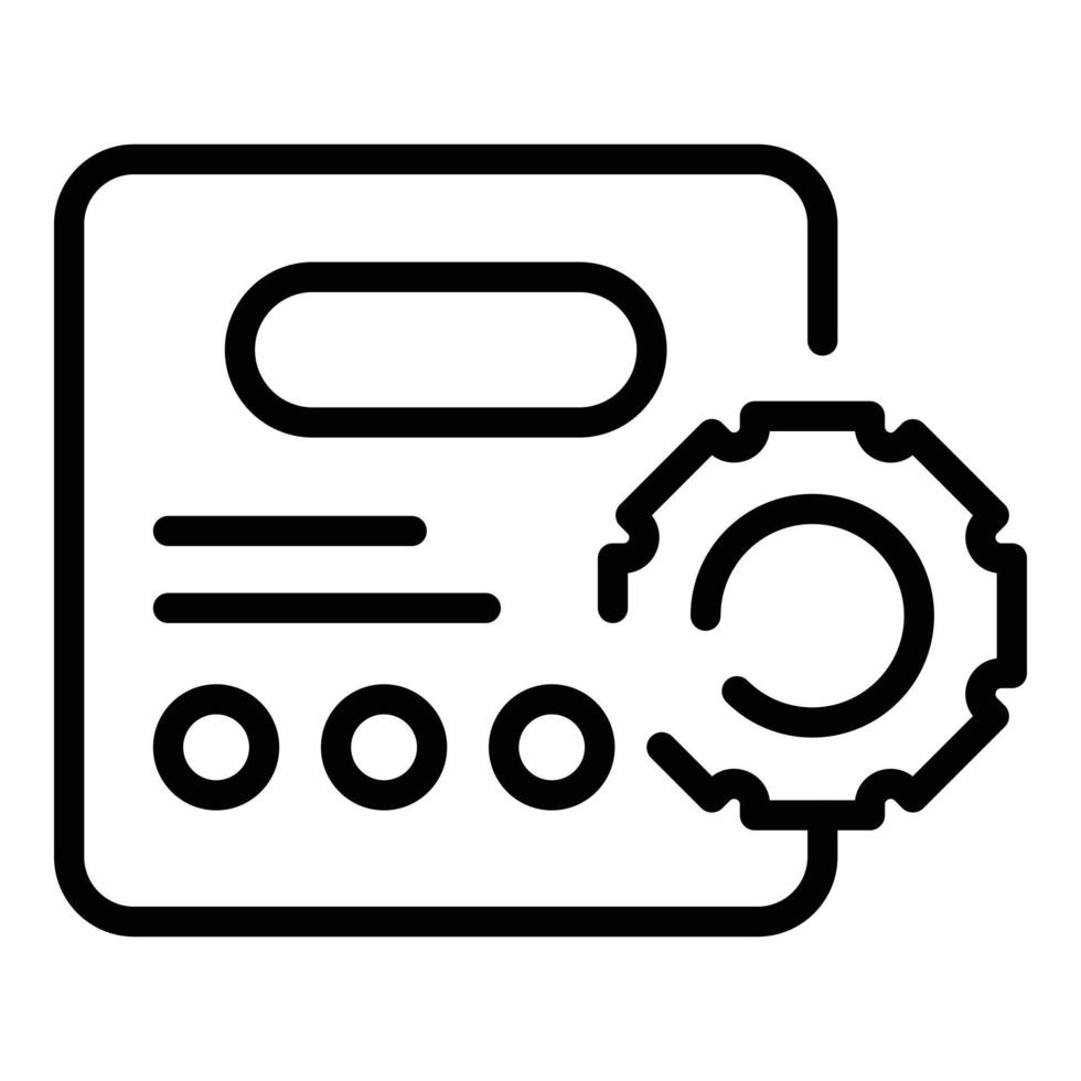 vecteur de contour d'icône de système d'engrenage web. gestion de l'inventaire