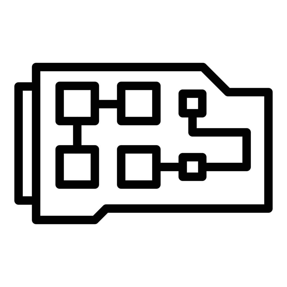 vecteur de contour d'icône de carte réseau. centre numérique