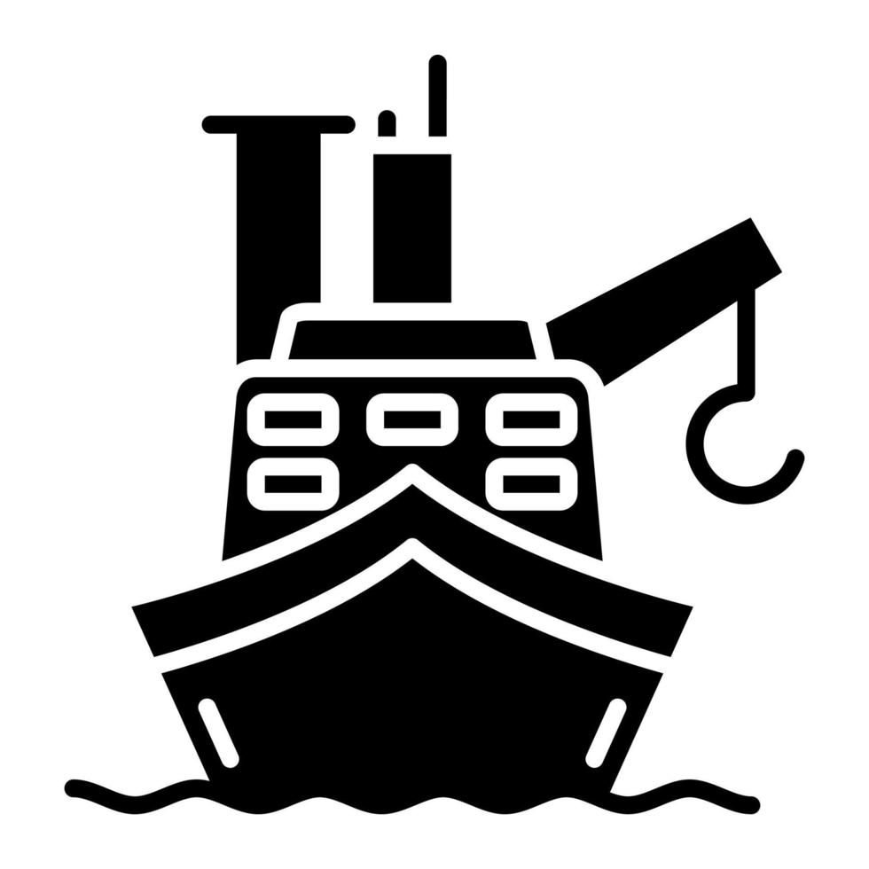 icône de glyphe de barge de fret vecteur