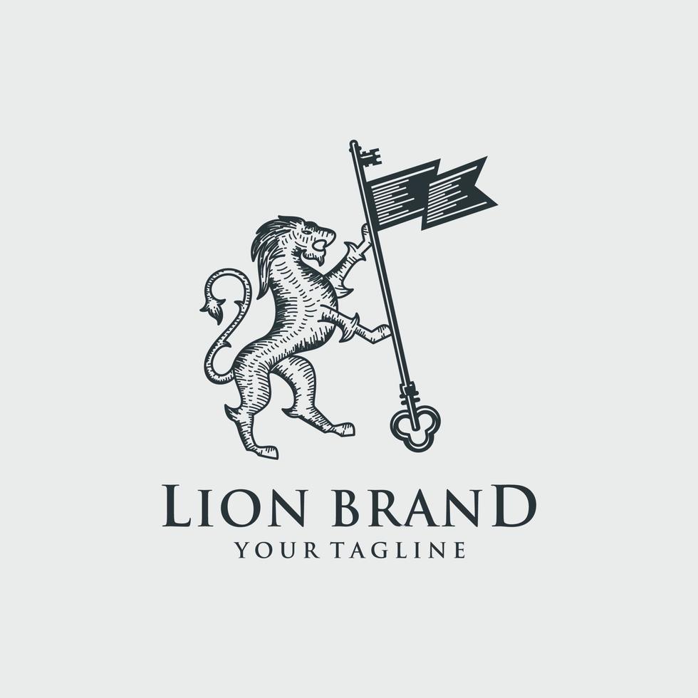 lion héraldique, création de logo d'art en ligne vecteur