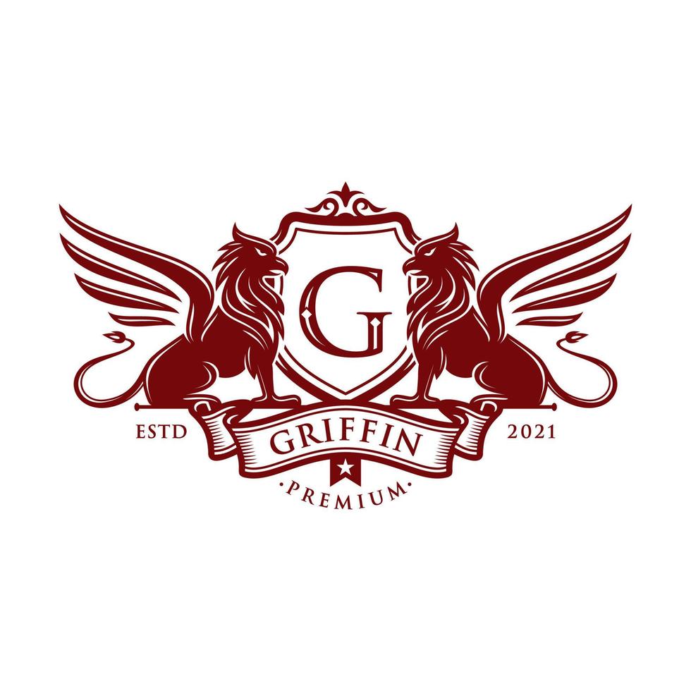 griffon vintage, création de logo griffon vecteur