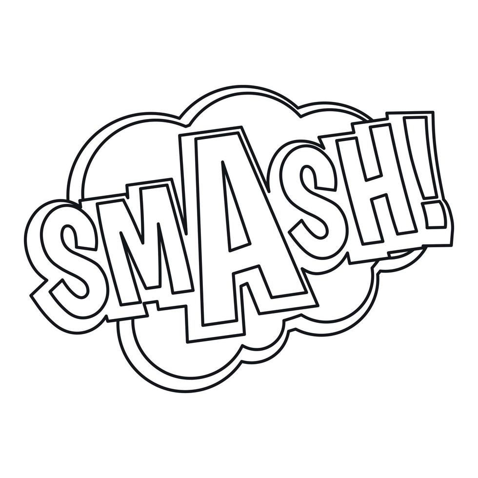 smash, icône d'effet sonore de texte comique, style de contour vecteur