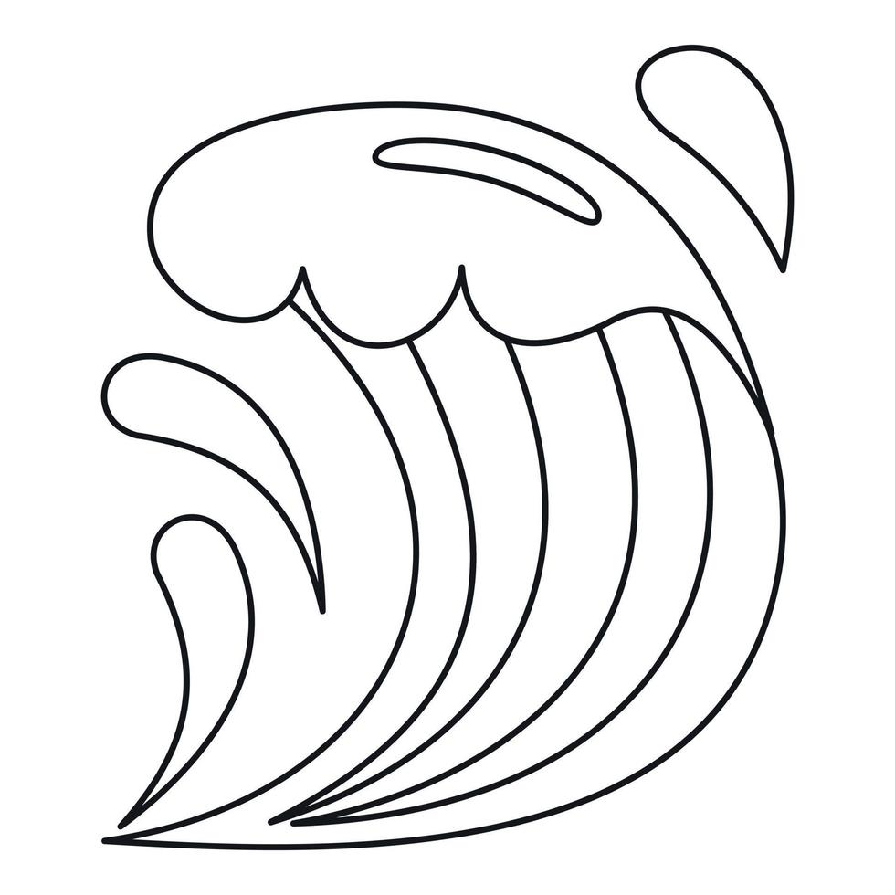 icône de vague, style de contour vecteur