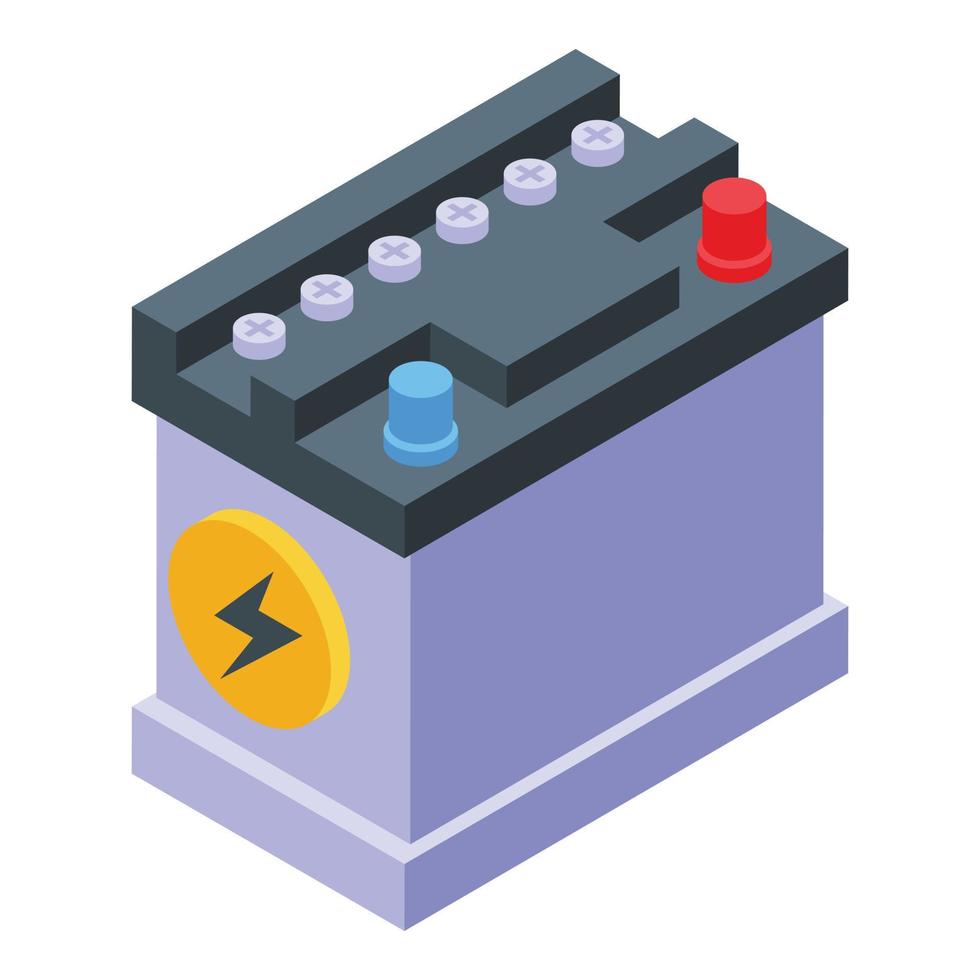 vecteur isométrique d'icône de batterie de voiture. puissance énergie