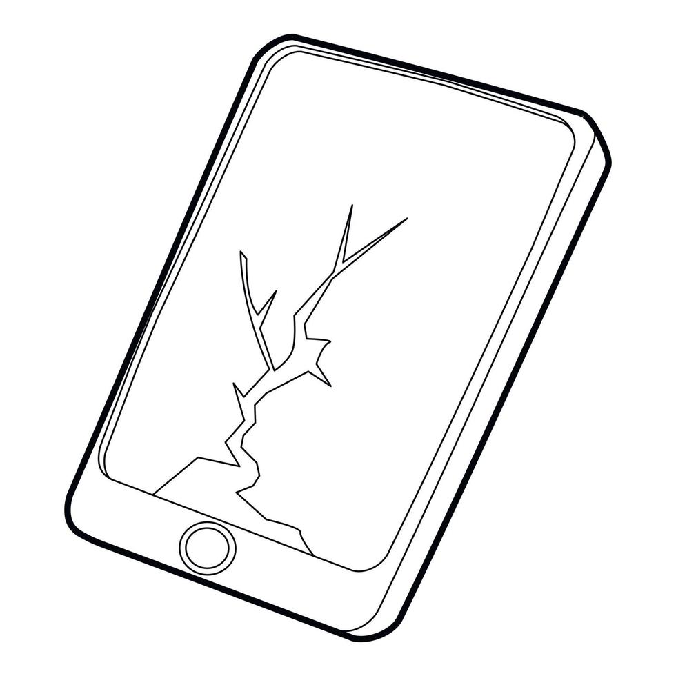 icône d'écran de fissure de gadget, style de contour vecteur