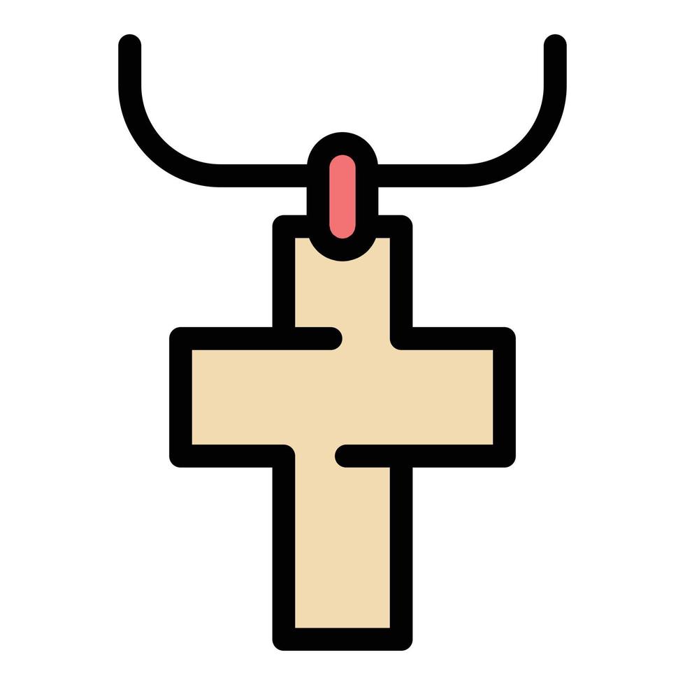 croix pendentif icône couleur contours vecteur