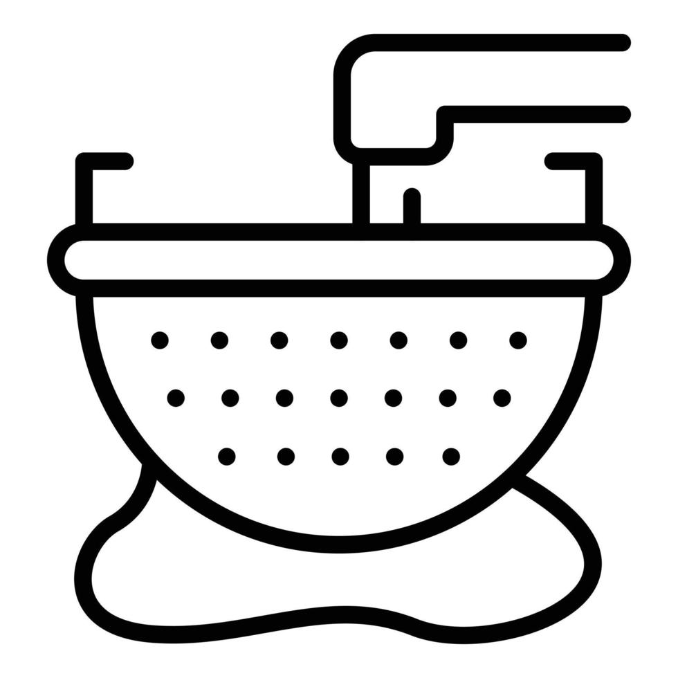 vecteur de contour d'icône de passoire de robinet d'eau. tamis de cuisine