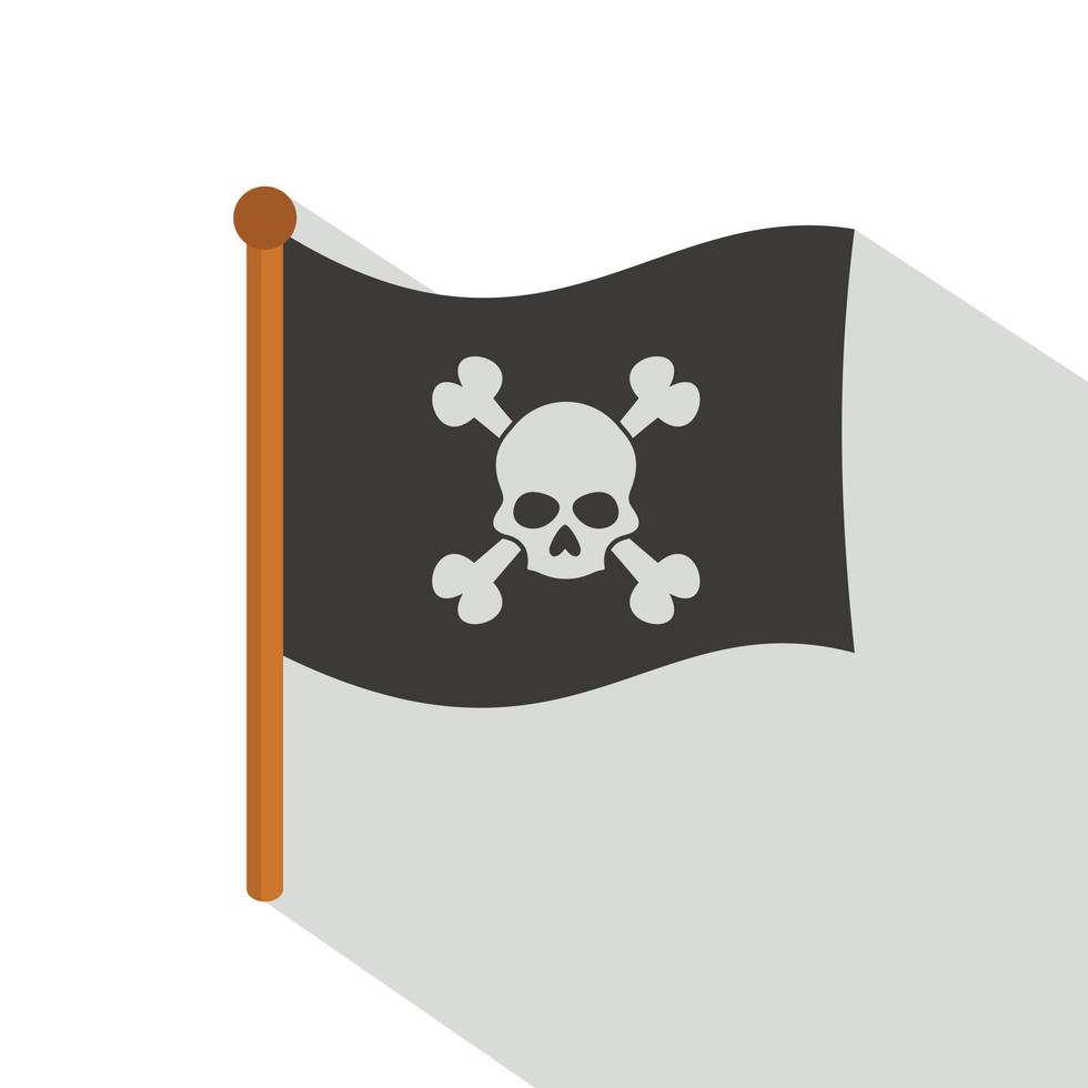 icône de drapeau pirate, style plat vecteur