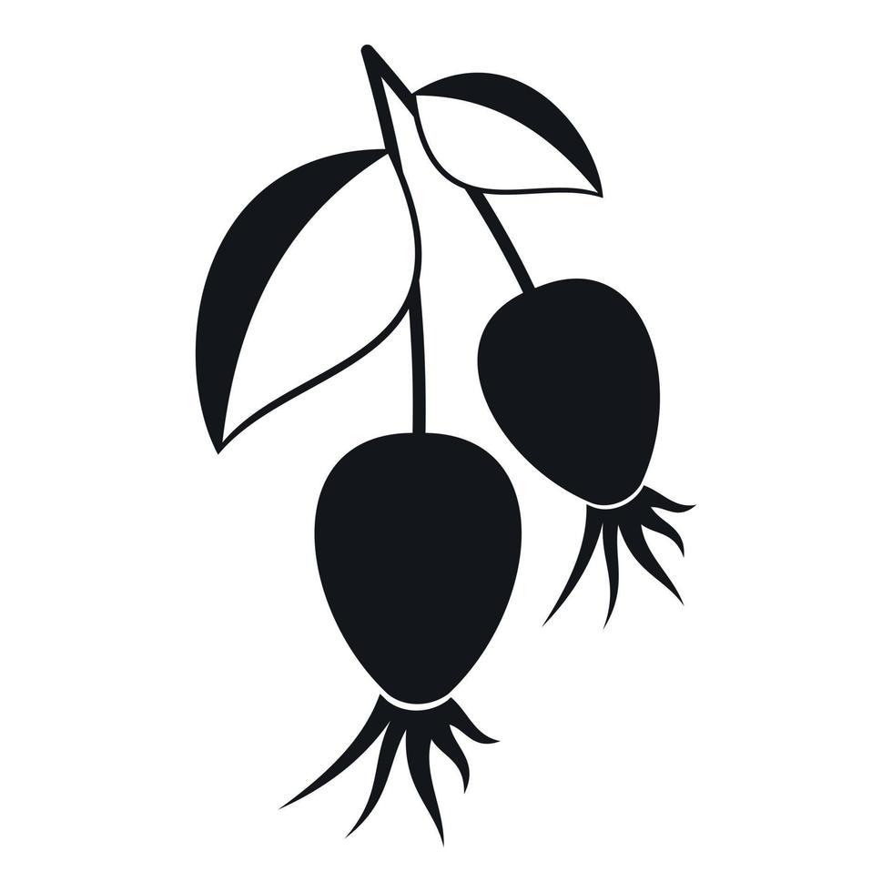 icône de branche de baies de dogrose, style simple vecteur