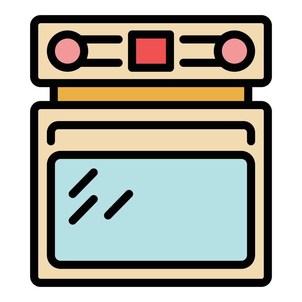 four micro-ondes, icône, couleur, contour, vecteur