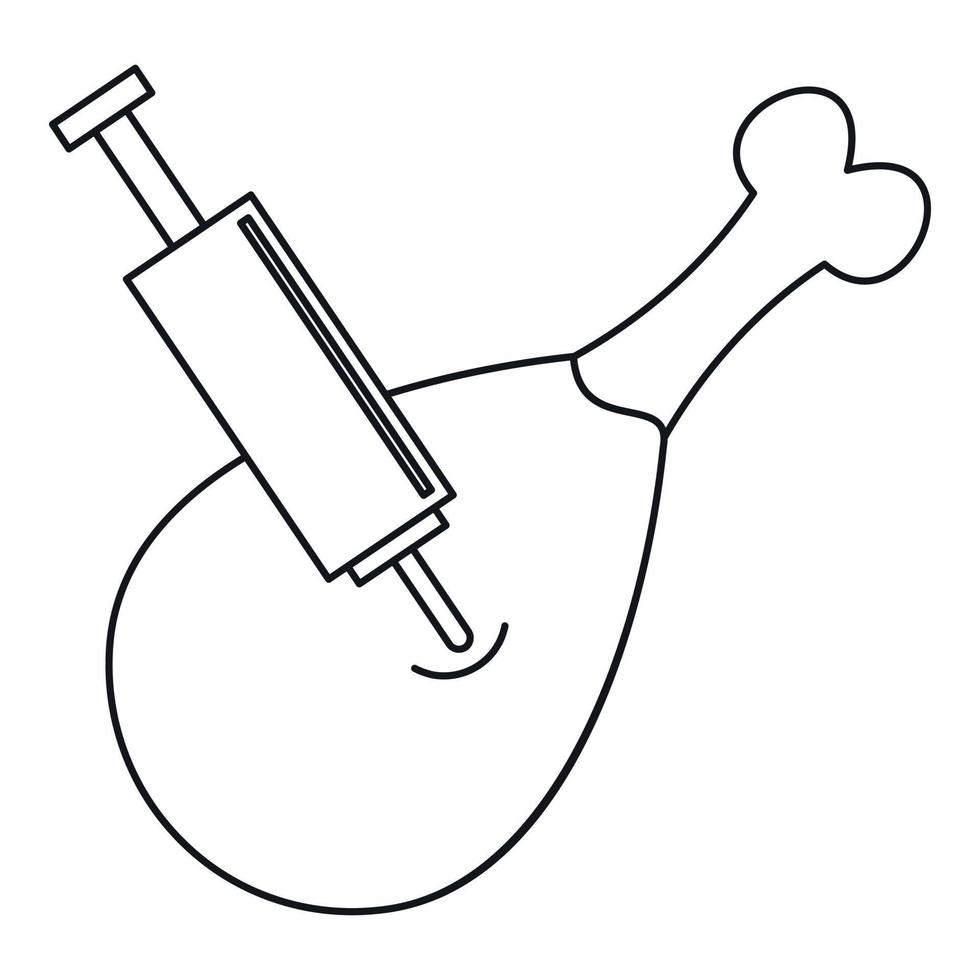 icône d'injection de viande, style de contour vecteur