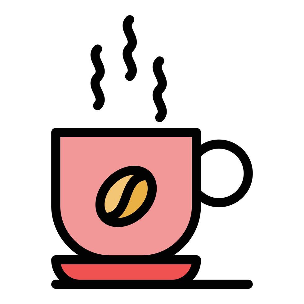 vecteur de contour de couleur d'icône de tasse de café naturel chaud