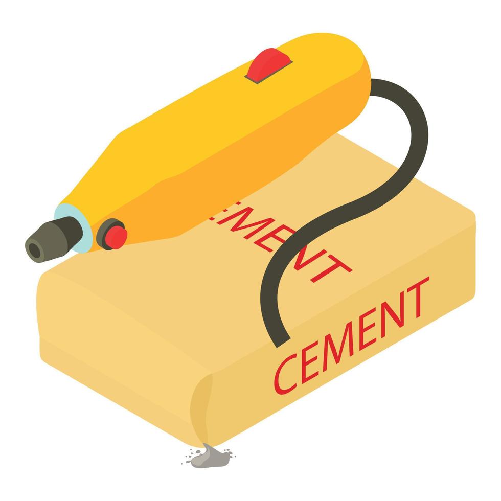 vecteur isométrique d'icône d'outil de soudure. équipement de fer à souder icône de sac de ciment