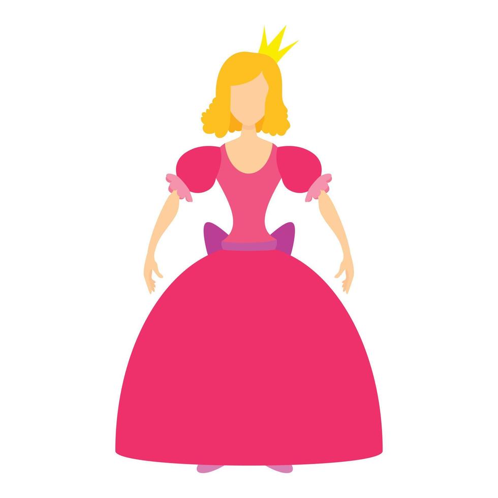 princesse en icône de robe rose, style cartoon vecteur